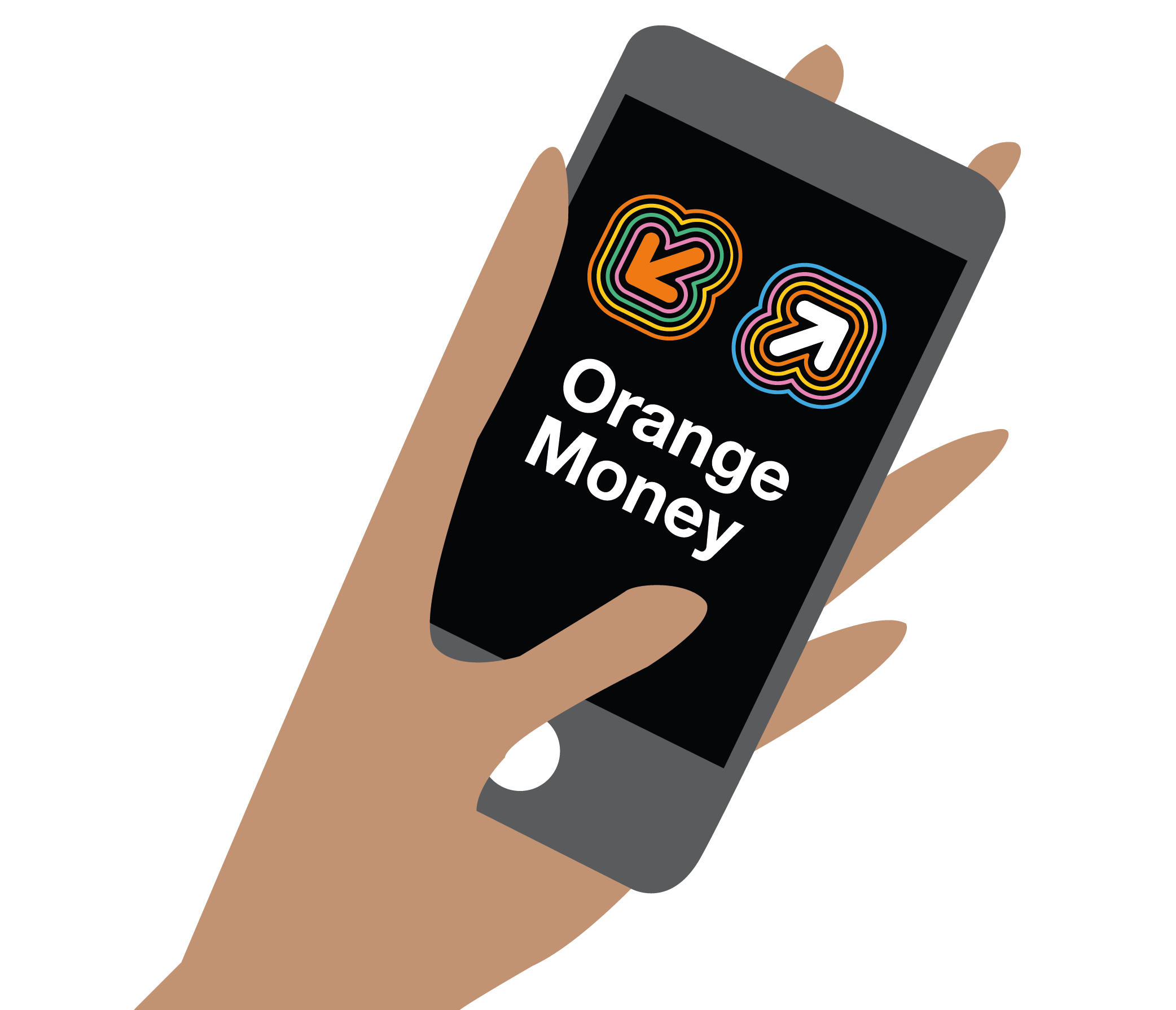 Illustration téléphone avec le logo Orange Money