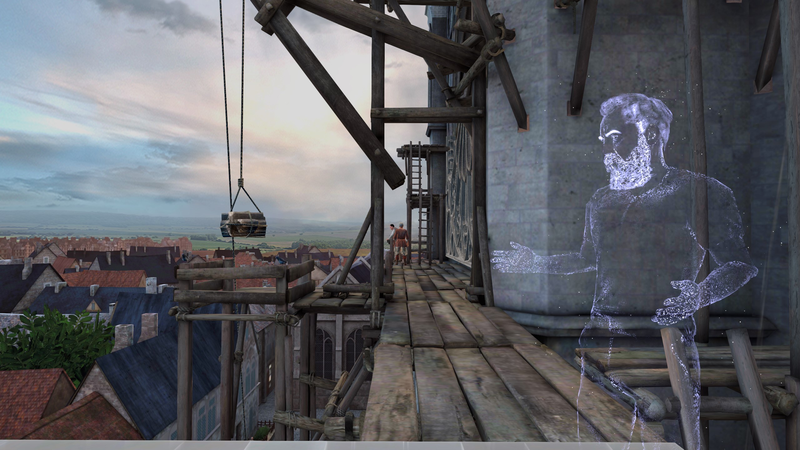 Chantier de construction de Notre-Dame de Paris en réalité virtuelle