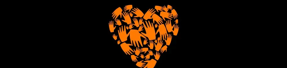 Coeur constitué de mains ouvertes et entrelacées