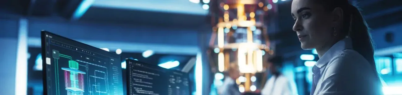 une femme se tenant devant des écrans d'ordinateur