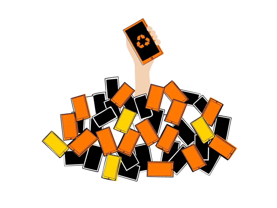 Illustration de recyclage de mobiles