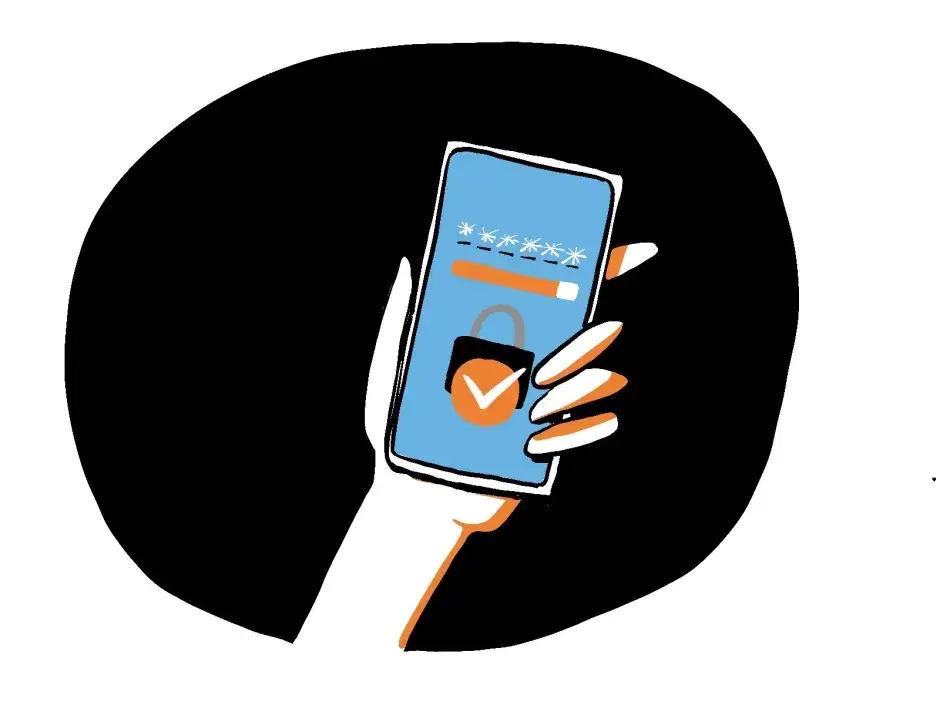 Illustration d'une main tenant un téléphone